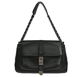 Chanel Vintage Mademoiselle Lock Accordion Flap Calfskin Leather