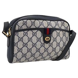 Borsa a tracolla GUCCI GG Supreme Sherry Line PVC Navy Gold 116 02 089 Auth 203358