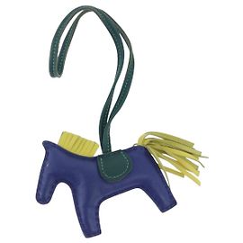 Hermès HERMES Rodeo MM Charm Leather Blue Auth 203043M
