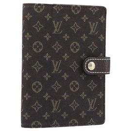 LOUIS VUITTON Monogram Mini Lin Agenda PM Ebene R20916 LV Auth BA15746