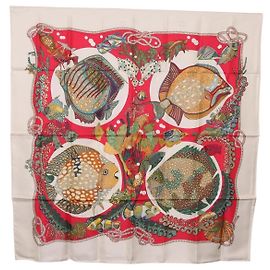 Hermès HERMES Carre 90 Scarf Silk Red Auth 199721M