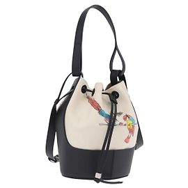 LOEWE Paula's Ibiza Collaboration Tasche Canvas 2way Ivory Silver Auth 202301M