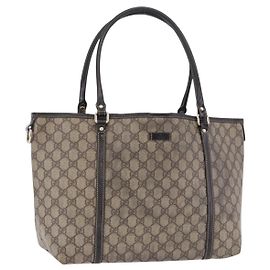 Borsa Tote GUCCI GG Supreme PVC Beige Tono Oro 197953 Auth 201153