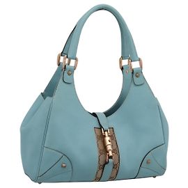 Borsa GUCCI New Jackie in Pelle Azzurro Oro 124407 Auth 203254V