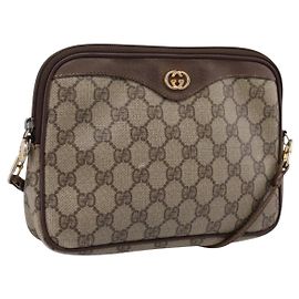 Borsa a tracolla GUCCI GG Supreme PVC Beige Gold 97 02 068 Auth 202878