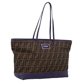 FENDI Zucca Canvas Tote Bag Schwarz Braun Auth 202705