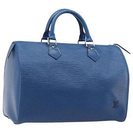 LOUIS VUITTON Epi Speedy 30 Hand Bag Toledo Blue M43005 LV Auth 202839V