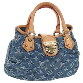 LOUIS VUITTON Monogram Denim Preity Hand Bag Blue M95020 LV Auth 203795SAV