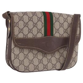 Sac à bandoulière GUCCI GG Supreme Web Sherry Line PVC Beige 001 113 6862 Auth ka6092