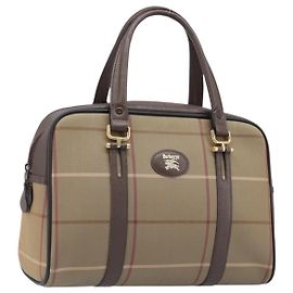 Borsa a mano Burberrys Nova Check Canvas Beige Gold Tone Auth ka6111