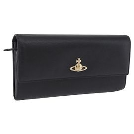 Vivienne Westwood langes Portemonnaie aus Leder Schwarz Goldton Auth 203366A