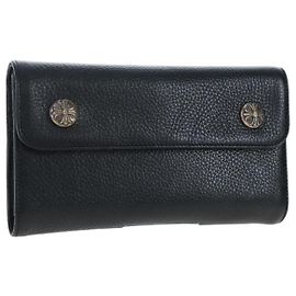 Portafoglio Chrome Hearts Wave Wallet in pelle nera autentico mr2894SM