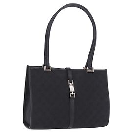 Sac à main GUCCI GG Canvas Jackie Noir Argent 002 1073 Auth ka6140A