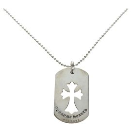 Collana Large Dog Tag Chrome Hearts metallo Silver Auth mr2897SAM
