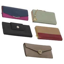 Céline CELINE Chloe Fendi Bulgari Carteira Couro Conjunto de 5 Preto Bege Verde Auth hk4130