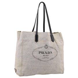 Bolso Tote PRADA de lona gris Auth 200676