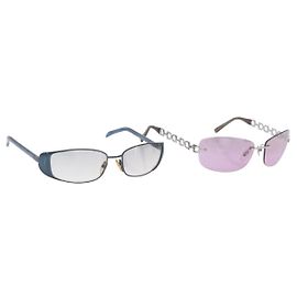 Set di 2 occhiali da sole GUCCI Salvatore Ferragamo Metal Viola Blu Auth bs36922