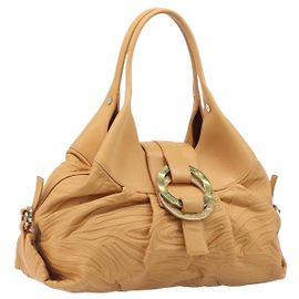 Bulgari Borsa a spalla BVLGARI Chandra in pelle Beige Gold Auth am12555M