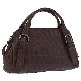 Borsa a mano Miu Miu in pelle goffrata croco marrone autentica 202935V