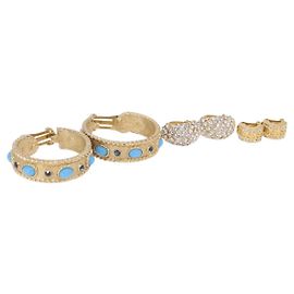 Orecchini Christian Dior metallo set da 3 tono oro Auth SW2808