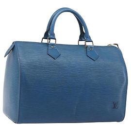 Sac à main LOUIS VUITTON Epi Speedy 35 Toledo Blue M42995 LV Auth BA15651