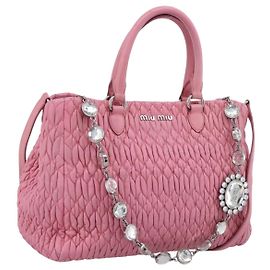 Borsa a mano Miu Miu Matelassé in pelle Rosa Argento Auth ka6078A