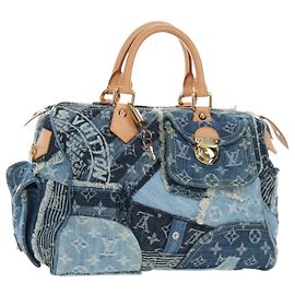Bolsa LOUIS VUITTON Monogram Denim Patchwork Speedy 30 Azul M95380 Auth 202605SM