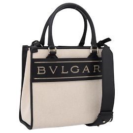 Bulgari Borsa BVLGARI Canvas 2way Beige Gold Auth 202907M