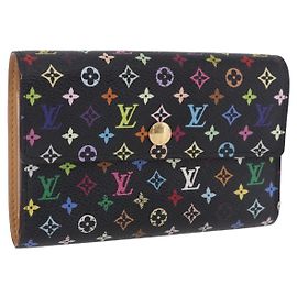 Portafoglio LOUIS VUITTON Monogram Multicolor Nero LV Auth mr2867