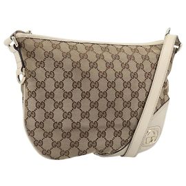 Borsa a tracolla GUCCI GG Canvas Beige Tono Oro 169998 Auth 201433