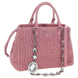 Borsa a mano Miu Miu Matelassé in pelle 2way Rosa Argento Auth 203770V