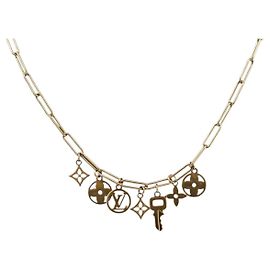 LOUIS VUITTON Monogram Collier Roman Holiday Necklace Gold M80272 Auth 203051M