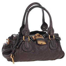 Chloé Chloe Paddington Hand Bag Leather Brown Gold Silver Auth 200539V