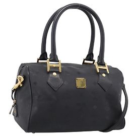 Borsa a mano MCM Logogram Vicetos PVC 2way Black Gold Auth mr2890