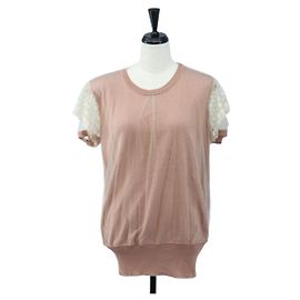 Top de manga corta VALENTINO Rayón Rosa Blanco Auth 202323M