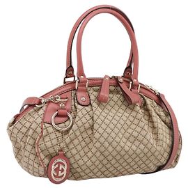 Borsa GUCCI Diamante Canvas 2way Beige Gold 223974 Auth 203180