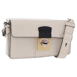 Maison Martin Margiela Maison Margiela Bolso Horizontal New Rock Cuero Blanco Plata Auth BA15641V