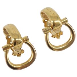 Céline CELINE Ohrringe Metal Gold Tone Auth ka6101