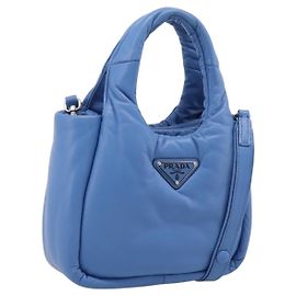 Borsa a mano PRADA in pelle 2way blu argento autentica 203202SAM
