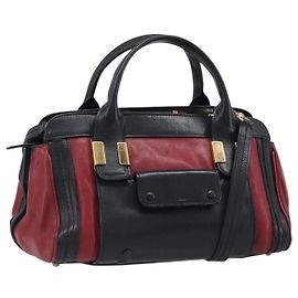 Chloé Chloe Alice Handtasche aus Leder 2way rot goldfarben Auth ka6070