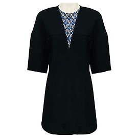 3.1 Phillip Lim kurzes Crepe-Minikleid mit schwarzen Strasssteinen und kurzen Ärmeln