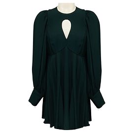 Vestido mini Zimmermann verde oscuro de crepé con recortes, keyhole y manga larga