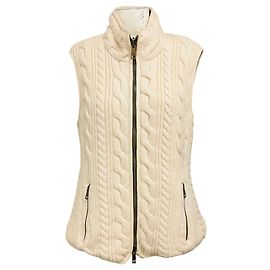 Chaleco acolchado reversible Burberry Brit Pale Fawn de lana merino de punto de ochos y nailon con cremallera frontal