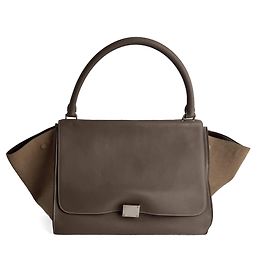 Céline Trapeze Large Lederhandtasche mit Tragegriff Beige