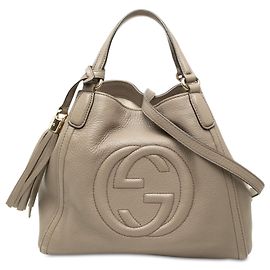 Bolsa Soho Satchel pequena em couro de bezerro castanho Gucci