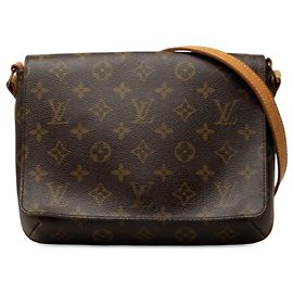 Bolso bandolera Louis Vuitton Monogram Musette Tango marrón con correa larga