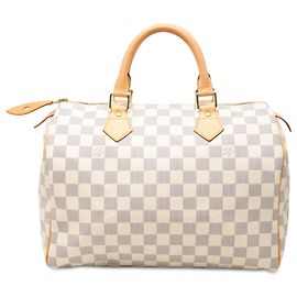 Borsa Boston Louis Vuitton Speedy 30 Damier Azur Bianca