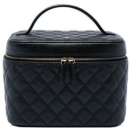 Chanel CC gesteppte Vanity Case aus Kaviarleder in Schwarz