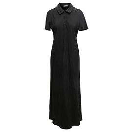 Vestido maxi de manga corta en mezcla de seda The Row negro Talla US 8