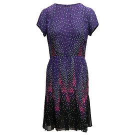 Vestido de seda estampado Oscar de la Renta roxo e multicolorido tamanho US S